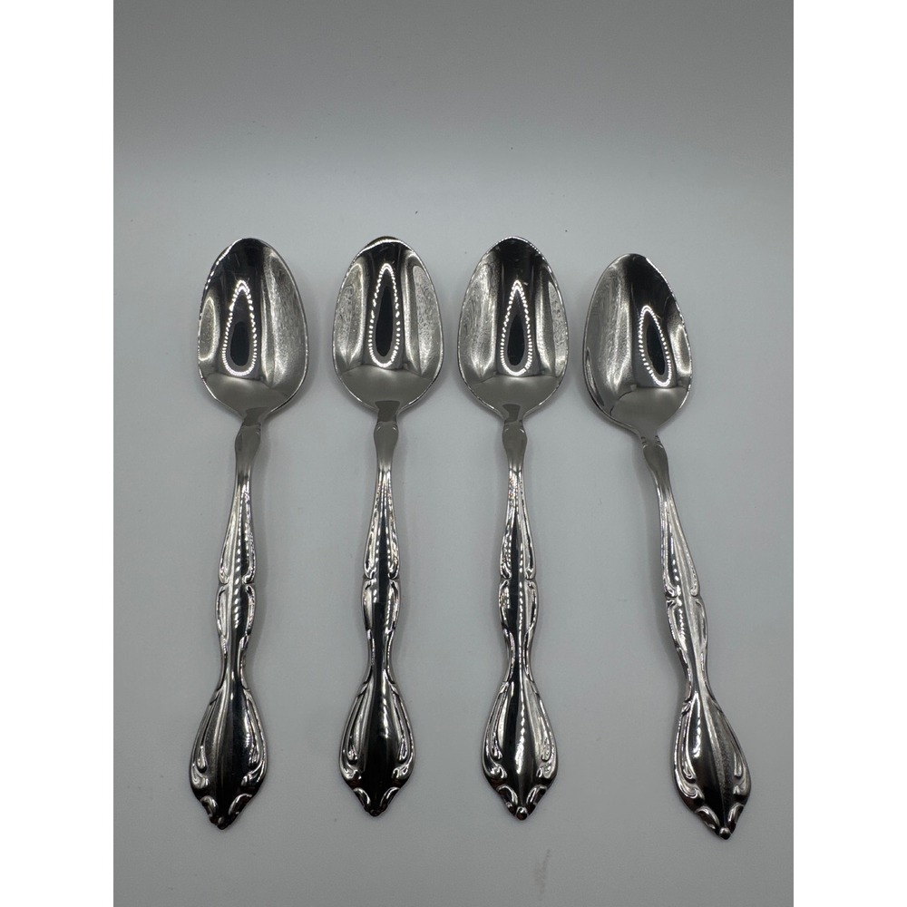 Oneida Cantata Community Stainless Teaspoons Set of 4 Glossy Scroll Pattern